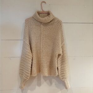 Umgee Beige Textured Turtleneck Sweater